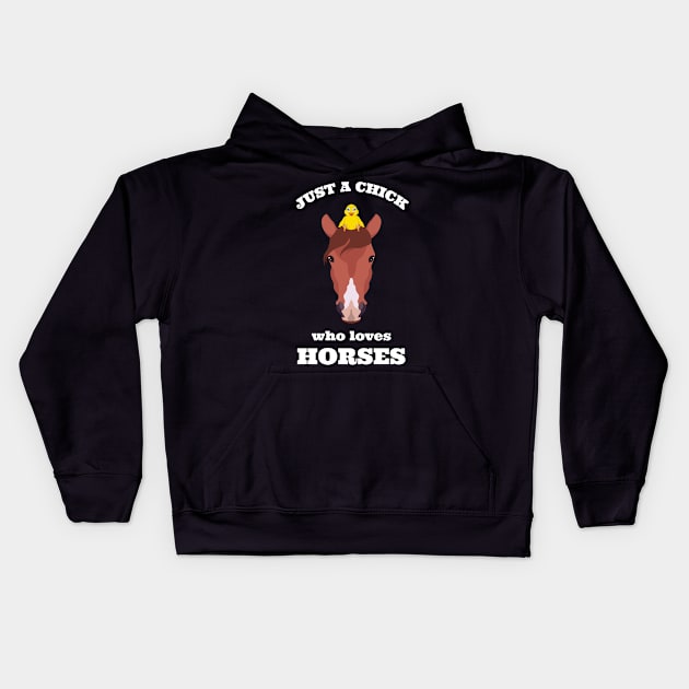 Funny Horse Chick Kids Hoodie by sqwear